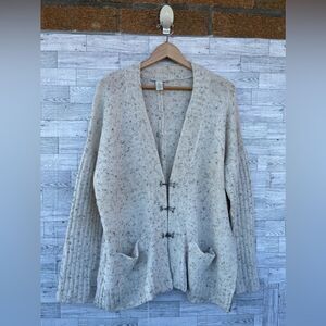 white + warren wool cashmere 3 hook grandpa cardigan oatmeal size medium